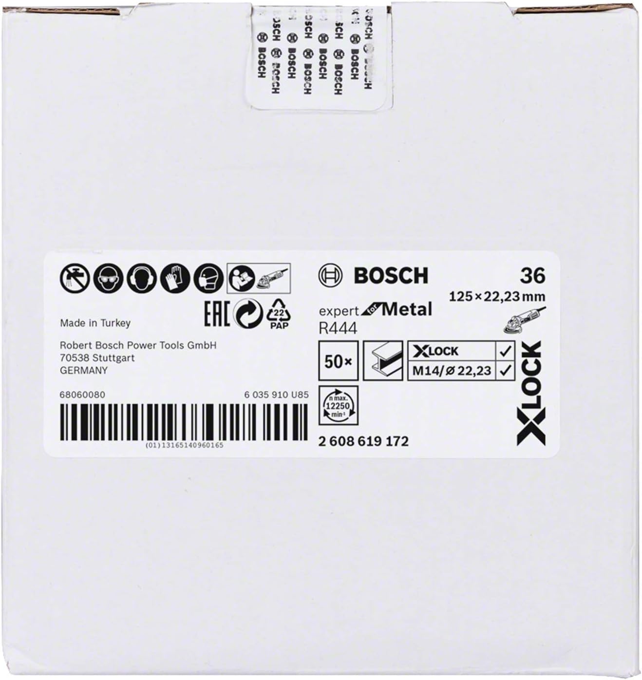 Bosch Professional Fibre Sanding Discs Expert (for Metal, X-LOCK, R444, Diameter 125 mm, Grit Size 36, Bore Diameter: 22.23 mm), 1 disc - Image 3