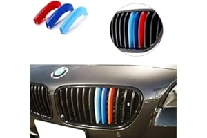 Lanyun M Colors 5 series Grille Insert Trims Decorate For 2010-2016 BMW F10 F11 5 Series 528i 535i 550i with M-Performance Black Kidney Grill (10-16 F10 F11 5 series 12-Beam grille insert M-per)