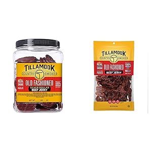 Tillamook Country Smoker Tillamook Real Hardwood Smoked Old Fashioned Silver Dollar Beef Jerky 13oz Resealable Jar & Tillamook Real Hardwood Smoked Old Fashioned Silver Dollar Beef Jerky