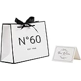 STOBOCTER 60th Birthday Gift Bag for Women Men, 60 Year Old Keepsake Paper Gift Bags with Ribbon and Card, Reusable Gift Wrap Bags for 60th Anniversary Party Gifts Decorations (Small, 1966, 60th)