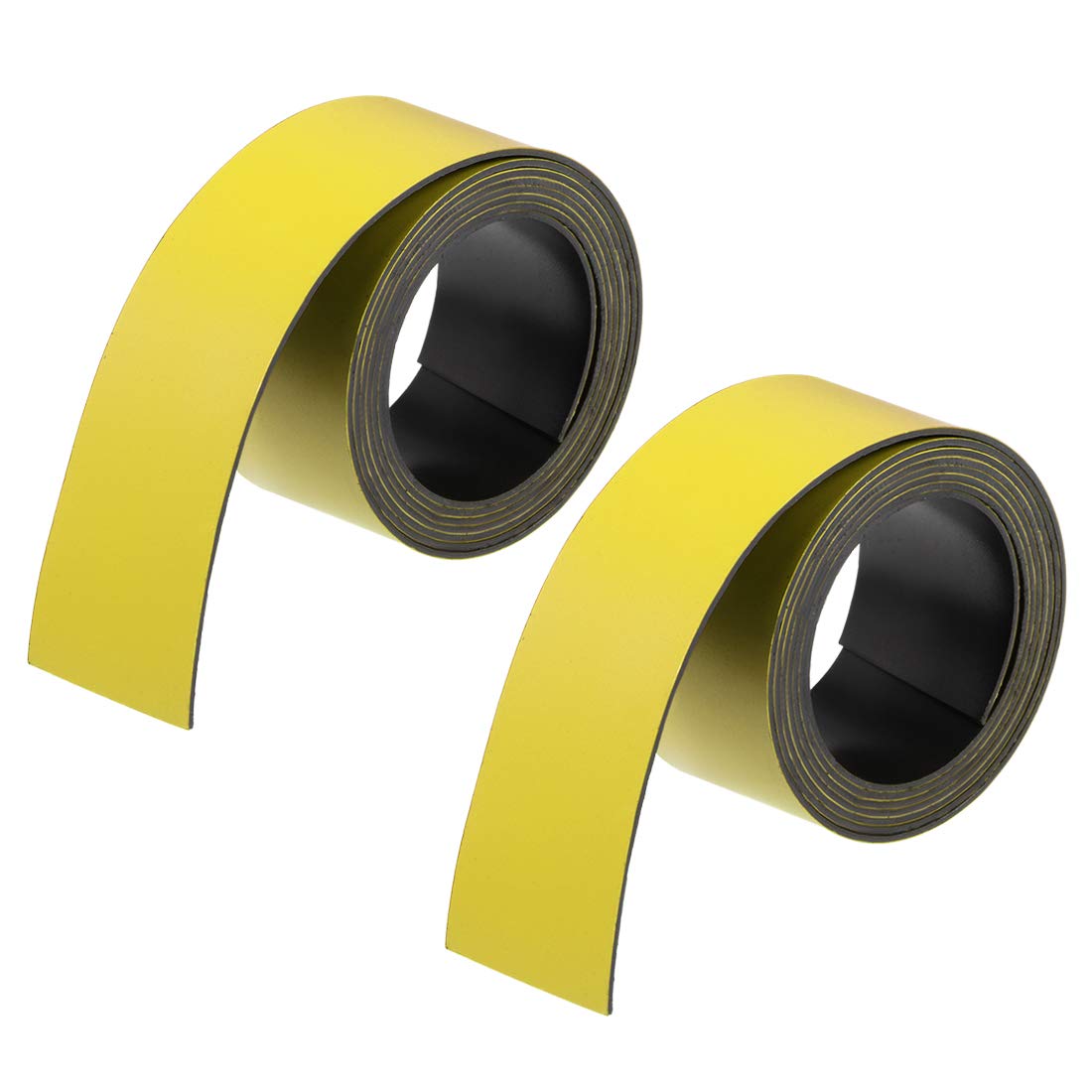 sourcing map 2 Pcs Dry Erase Magnetic Strip 1 Inch x 3.3 Feet Magnetical Sheet Labels Stickers Writable Yellow For Whiteboards Refrigerator and Crafts