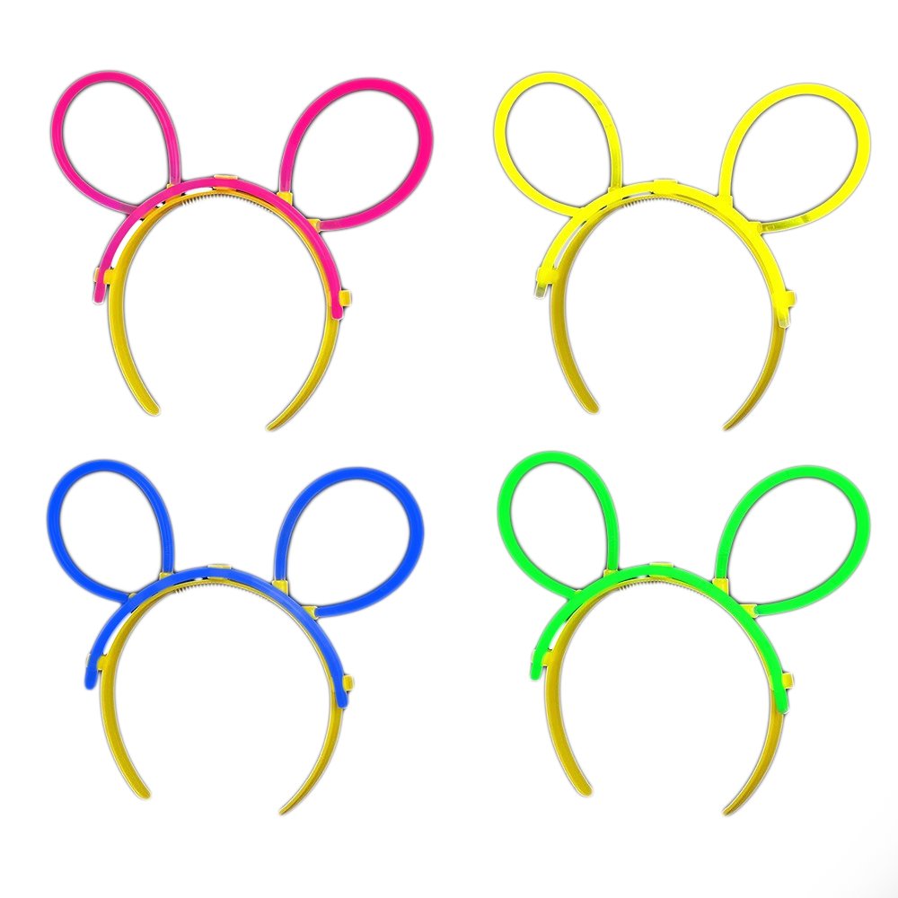 The Glowhouse Bunny Ears (Mixed), 5 x One-Size-Fits-All Headbands & 10 x Glow Sticks, Unisex-Adults, Multicolor, Costume Headwear