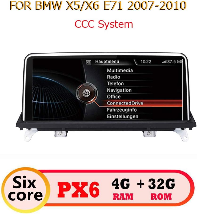 10.25" Android 9.0 System Car GPS DVD Navigation Radio Player for BMW X5 X6 E70 E71 2007-2010 CCC System with 4+32G RAM GPS Navi SWC BT Music OBD DVR