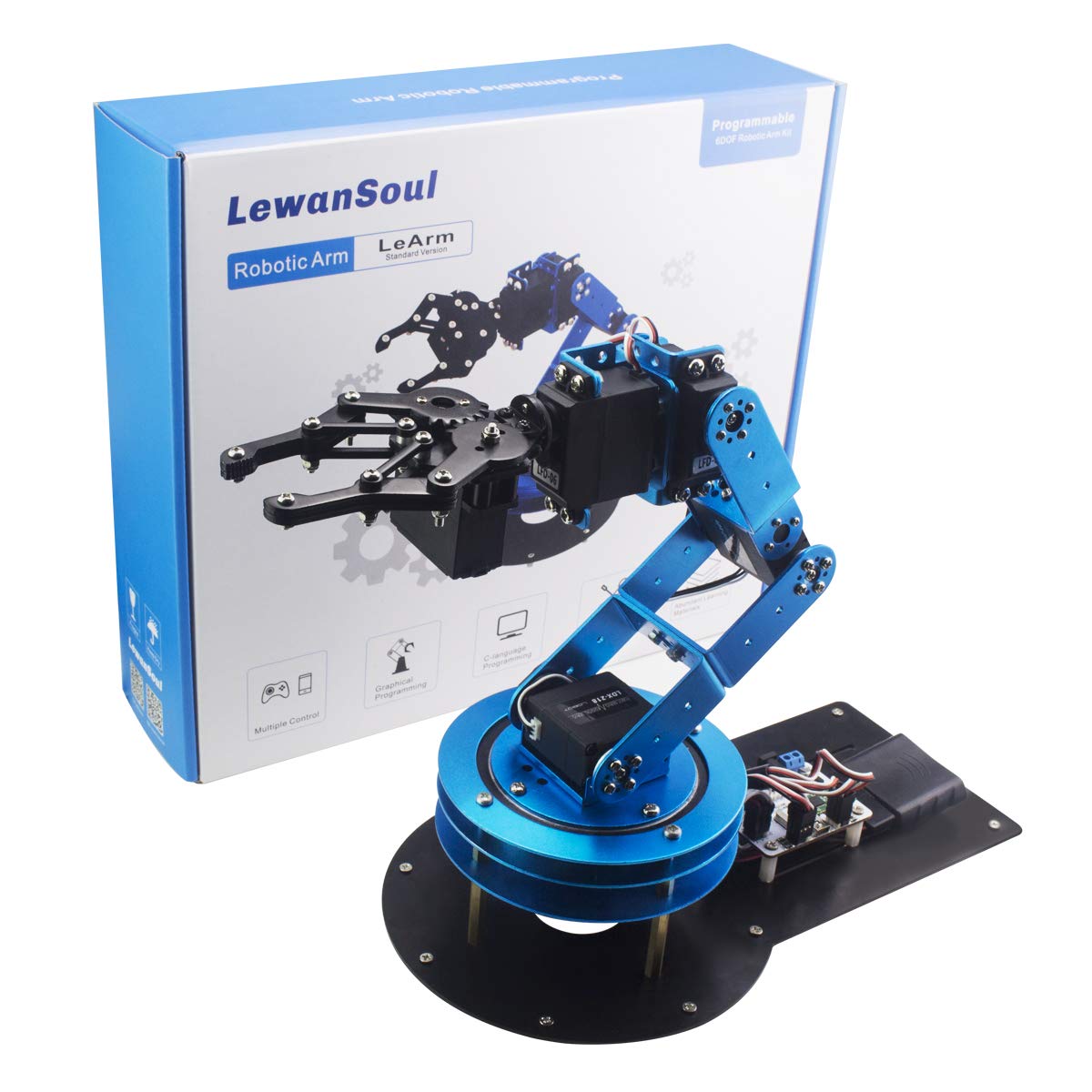 LewanSoul Robotic Arm Kit 6DOF Programming Robot Arm with 5 Servo, Handle, Mechanical Claw and More, PC Software APP Control with Tutorial - Image 8