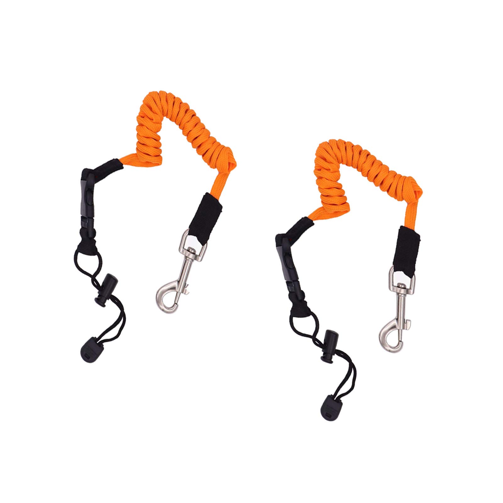 2Pcs Orange Canoe Kayak Paddle Leash, Canoe Paddle Leash Safety Boat Fishing Rod Pole Coiled Lanyard Cord Tie Rope