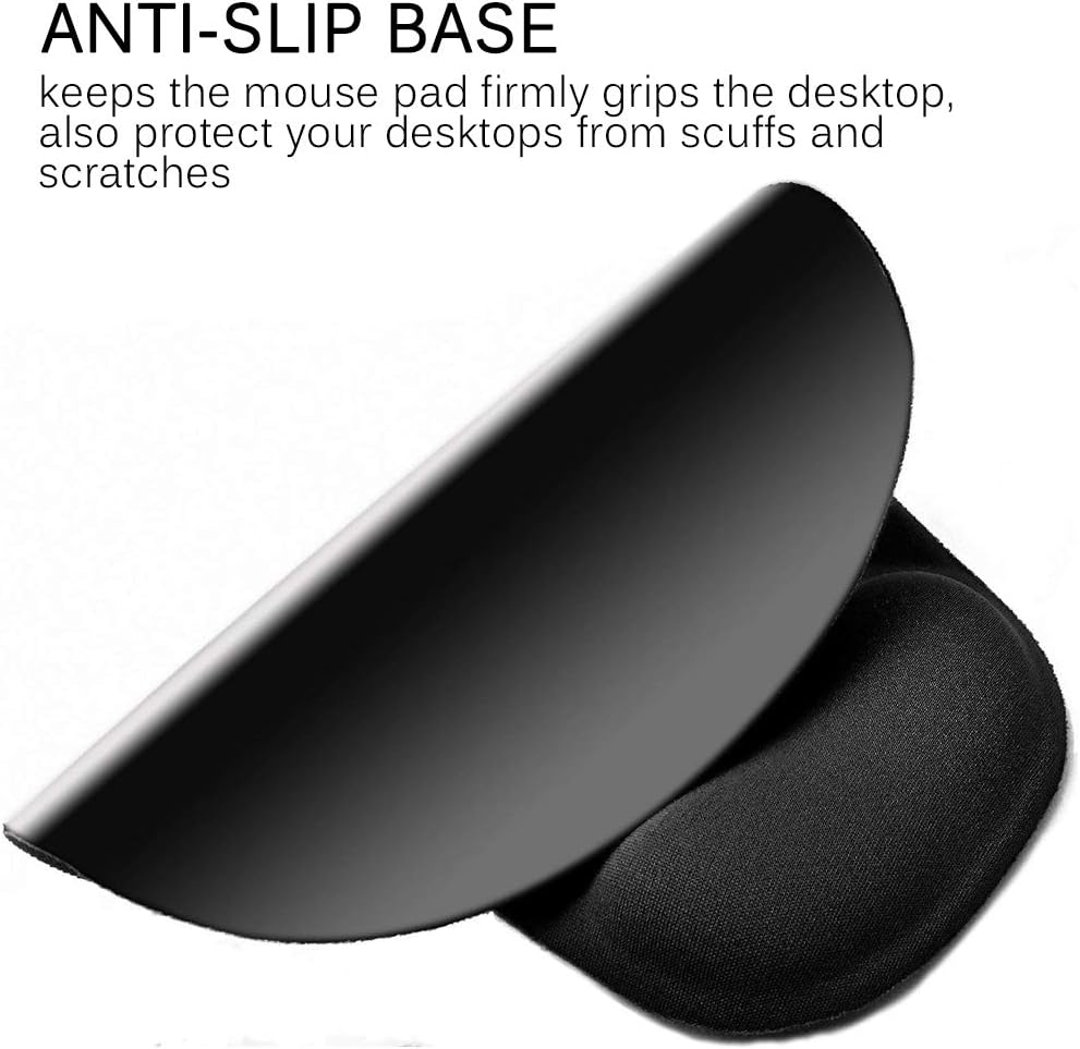YingStar Mouse Pad Mouse Mat with Gel Wrist Rest Support Anti-Slip Rubber Base Comfort Gaming Mouse Pad for Laptop Computer PC (Black) - Image 4