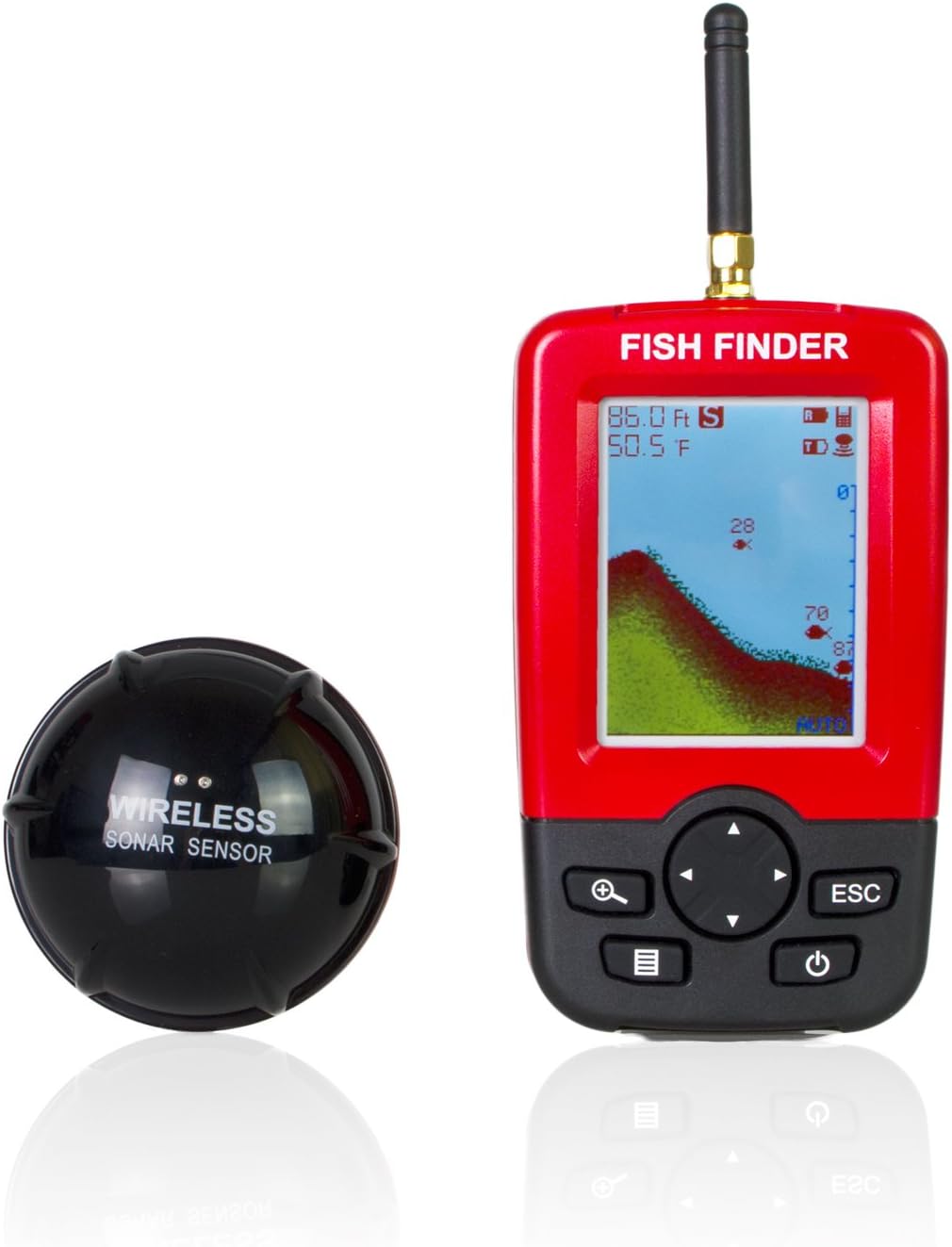 Venterior Portable Fish Finder Wireless Sonar Sensor Fishfinder Depth Locator with Fish Size, Water Temperature, Color LCD Display