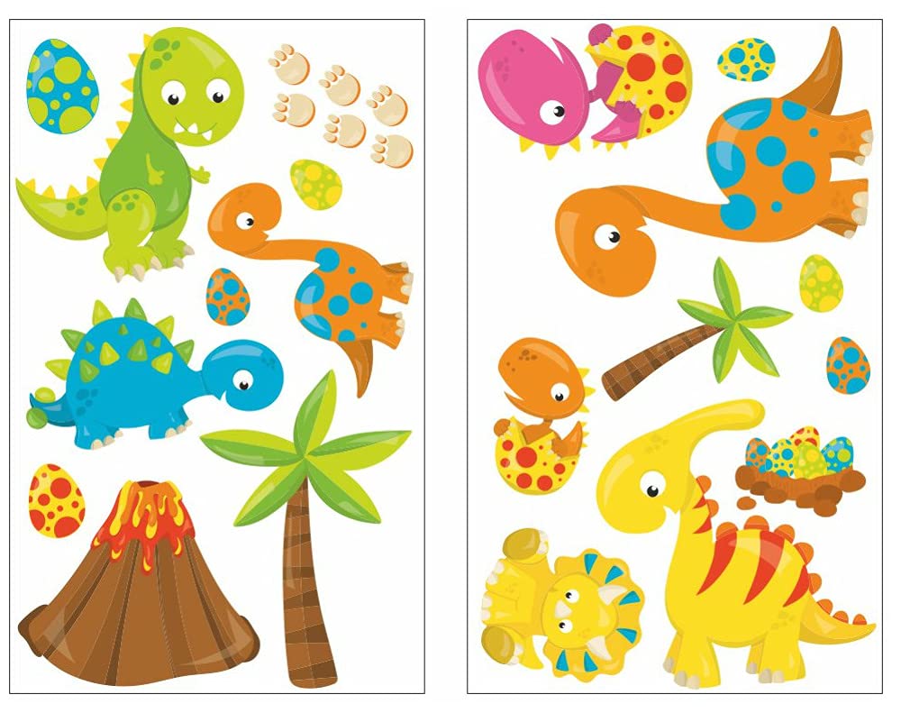 Samunshi 25 Piece Baby Dinosaur Dino S Wall Tattoo Set for Child's Bedroom Baby Room, multicoloured, 2x 16x26cm