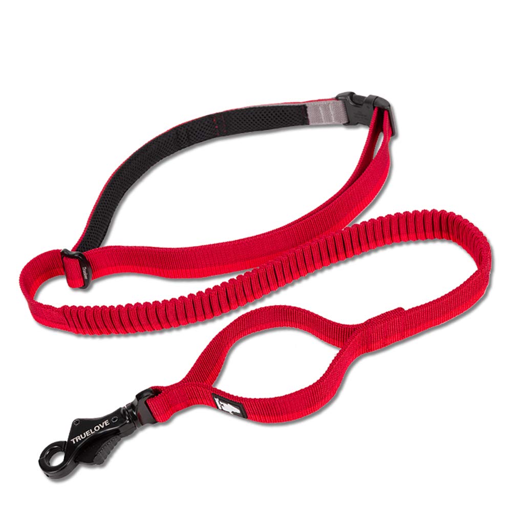 Truelove Bungee Dog Lead Hands Free Leash Adjustable Elastic Shock Absorbing Long Cord TLL2271 (M, Red)