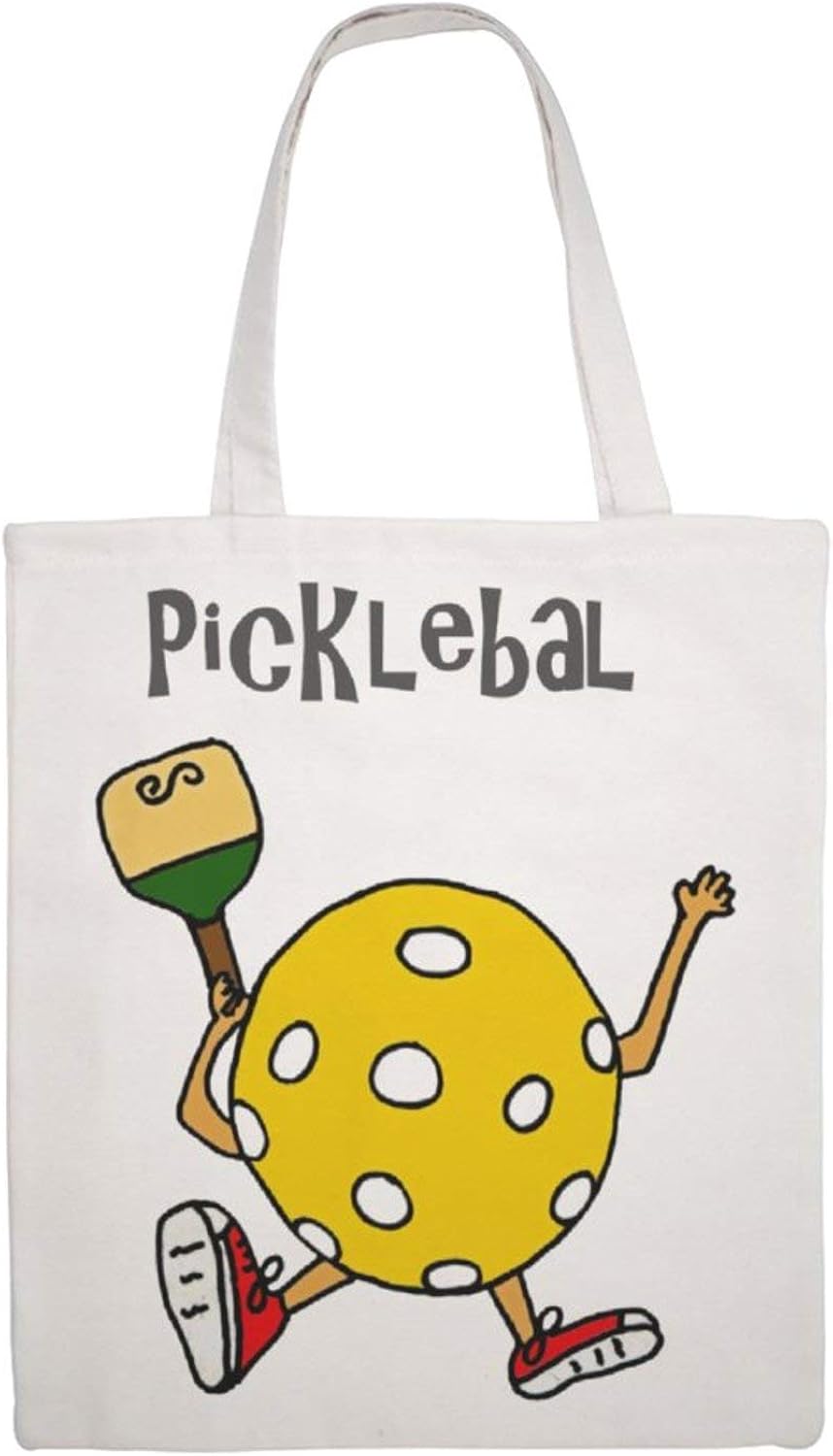 Walking Pickleball Shoulder Bag Canvas Tote Bag, Reusable