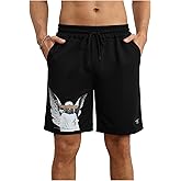 GORGLITTER Men's Designer Graphic Shorts Drawstring Waist Cool Track Gym Running Workout Shorts