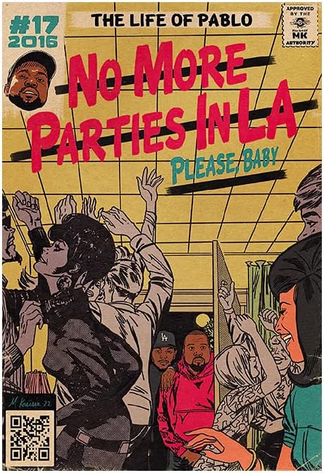 Wall Décor - Kanye West & Kendrick Lamar Poster No More Parties in LA Music Album Posters Aesthetics Room HD Print Canvas Wall Art Home Decor 16x24 inch Unframed…