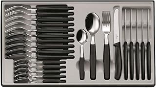 Victorinox Swiss Classic 24-tlg. Besteck Set, für 6 Personen, 6 x Tafelmesser, 6 x Essgabel, 6 x Esslöffel, 6 x Kaffeelöffel, schwarz