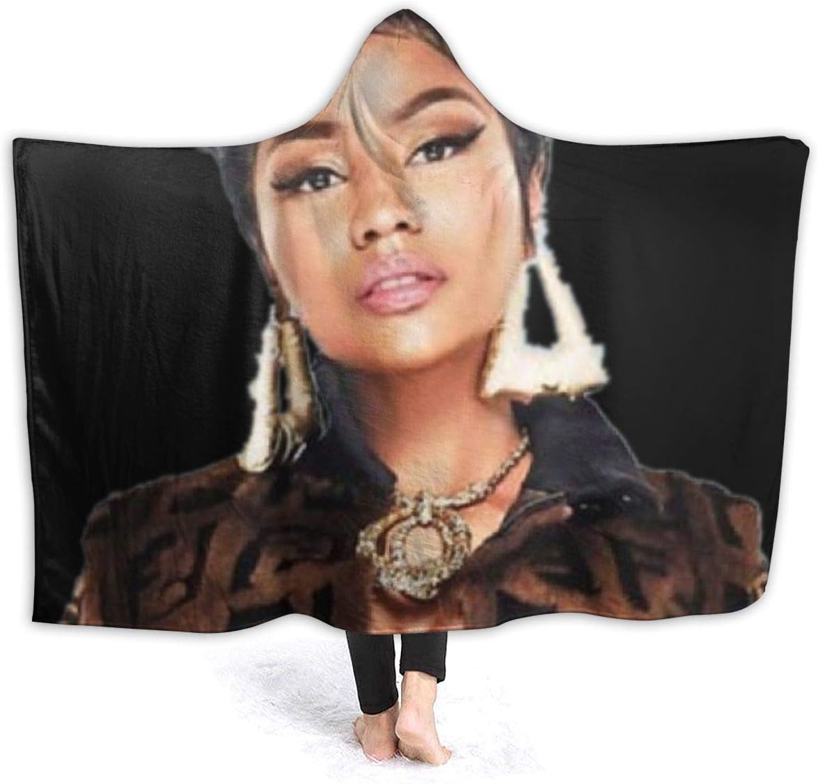 MHOLEBUKL Nicki Minaj Teen Adult Throw Hooded Soft Fashion Oversized Cloak Cape Blankets Throw With Hood For Men Womens Kids