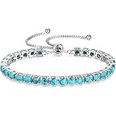 FANCIME Birthstone Bracelet Jewelry for Women Sterling Silver Tennis Bracelet Classic Bolo Adjustable Chain Fine Jewelry Anniversary Birthday Gifts for Women Mom Wife Her