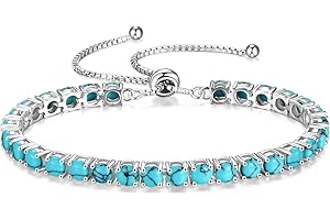 FANCIME Birthstone Bracelet Jewelry for Women Sterling Silver Tennis Bracelet Classic Bolo Adjustable Chain Fine Jewelry Anniversary Birthday Gifts for Women Mom Wife Her