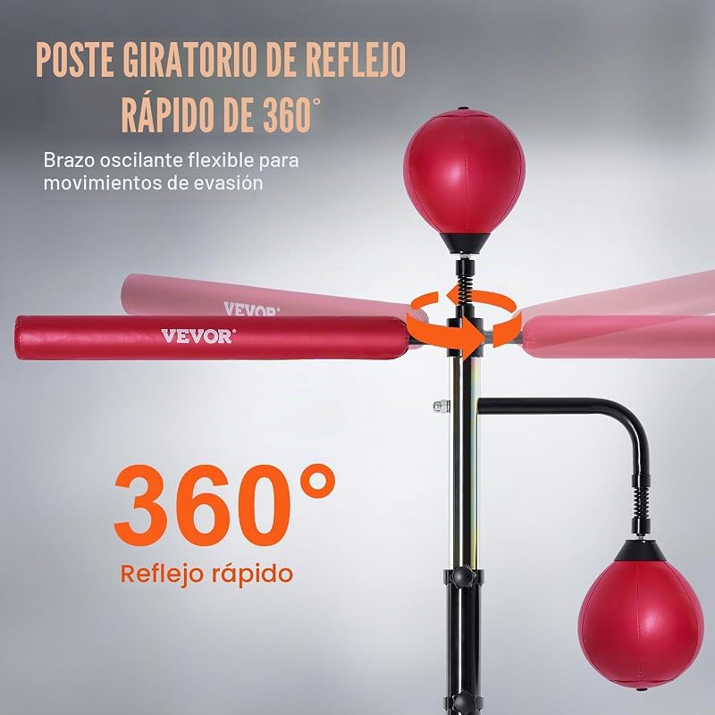 Saco de Boxeo Con Soporte Ajustable 965 x 480 x 1580 mm Para Adolescentes y Adultos - Independiente Con Guantes Para Entrenamiento, Rojo