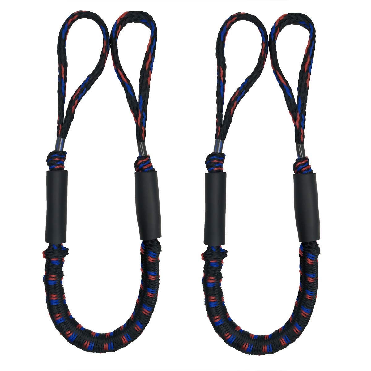 WYCY 2Pcs Bungee Dockline Boat Dock Line 4-5.5 Ft Boating Gifts for Men Boat Accessories Pontoon Accessories Jet Ski SeaDoo WaveRunner Kayak Pontoon (Black blue red dot)