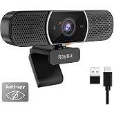 3 in 1 Webcam - 2K HD USB C Webcam with Microphone and Speaker, Stereo Sound &amp; Noise-Cancelling Mics, Privacy Cover, Light Correction, Autofocus Conference Web Camera for Computer/Laptop/PC/Monitor