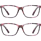 Anourney 2 Pack Women's Reading Glasses, Blue Light Blocking Glasses-UV Ray & Glare Protection Computer Readers, Spring Hinge Eyewear with Fashion Pattern-Sturdy&Lightweight for women and ladies（1.5）