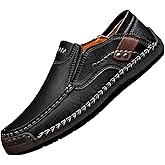 Men's Leather Driving Walking Shoes Slip-On Loafers Vintage Lightweight Comfortable Flats Moccasin Dress Oxford Casual Boat Shoes Handmade 2026