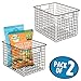 mDesign Metal Wire Food Storage Basket Organizer with Handles for Organizing Kitchen Cabinets, Pantry Shelf, Bathroom, Laundry Room, Closets, Garage - Concerto Collection - 2 Pack - Bronze