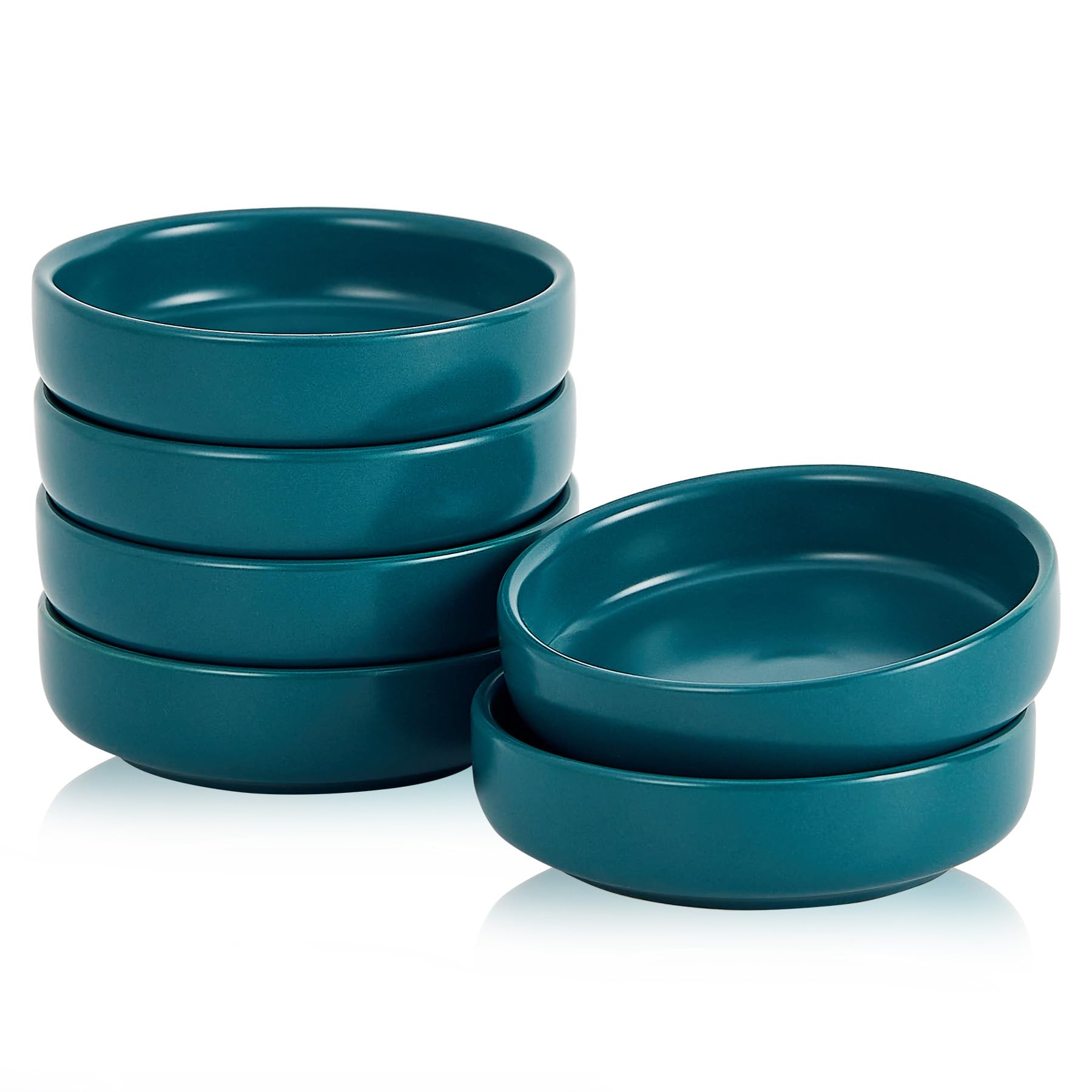 Swuut Ceramic Little Dish,9cm Dip Bowls Tea Bag Dishes Ramekins Set of 6, Small Bowls for Tapas Saucers Snack Balti Curry Ice Cream Sushi, Ketchup, BBQ (Green)