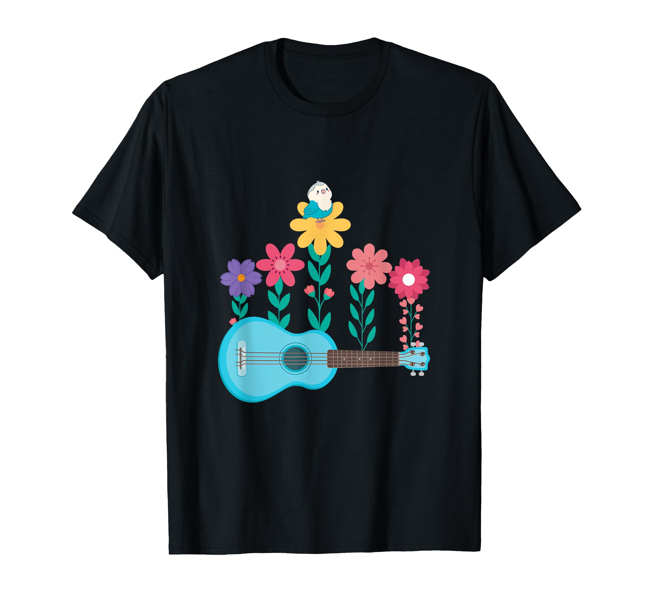 Flower Musical Instrument Guitarist Uke Music Acoustic T-Shirt