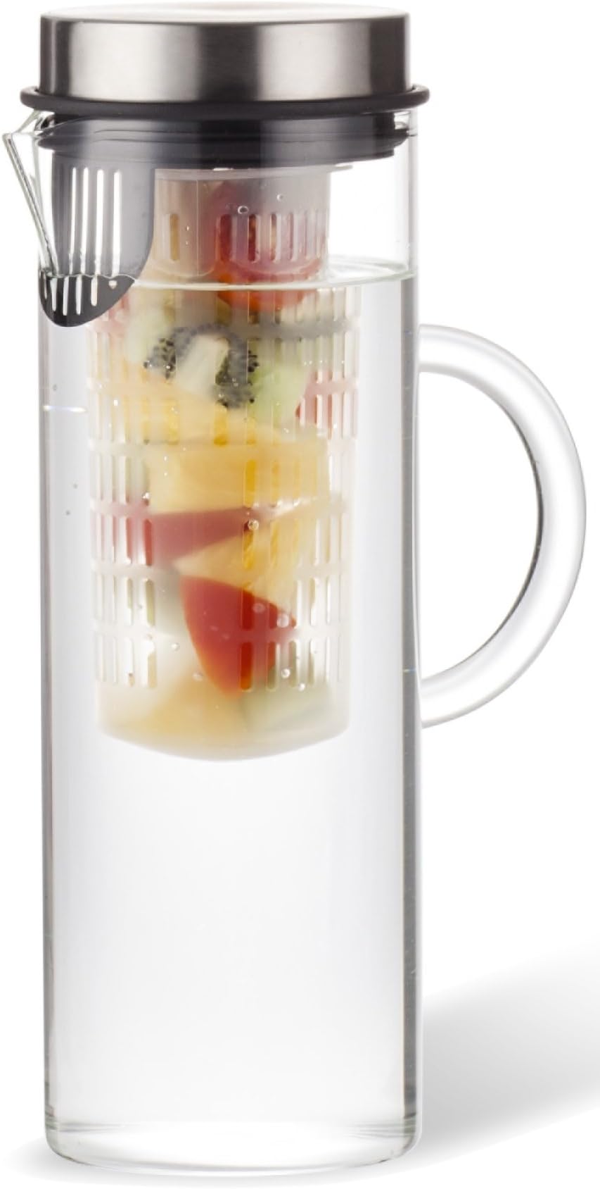 Fruit Infusion Water Pitcher | Strong Borosilicate Glass Infuser Carafe | Make Fruit Flavored Water | Loose Leaf Herb & Iced Tea Infusion Jug | 44 Oz (1.2 Liter)