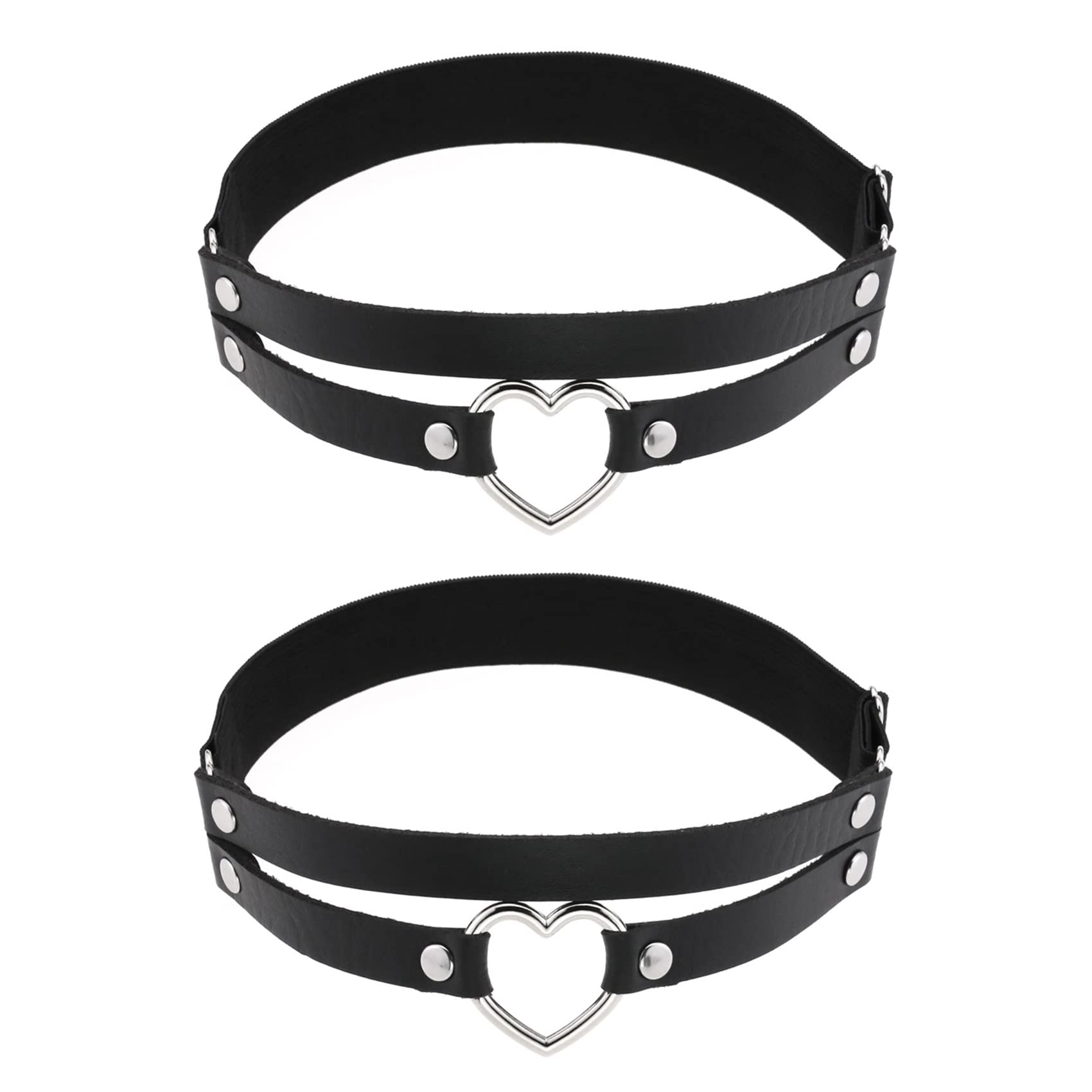 alisikee 2 x Adjustable Heart Leg Garters Elastic Thigh Garters for Women