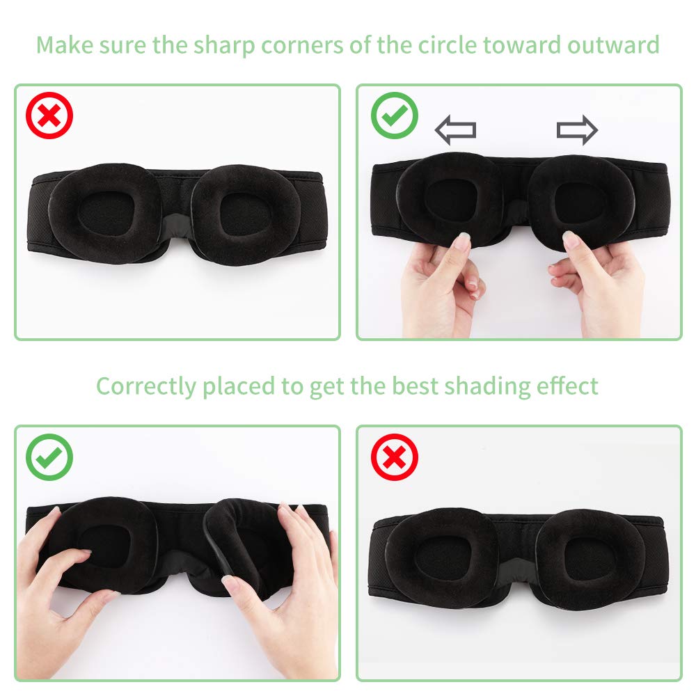 Eye Mask, 3D Silk Sleep Mask Cover with Breathable Memory Foam, Anti-Slip Back Gel Adjustable Strap for Men, Women, Kids