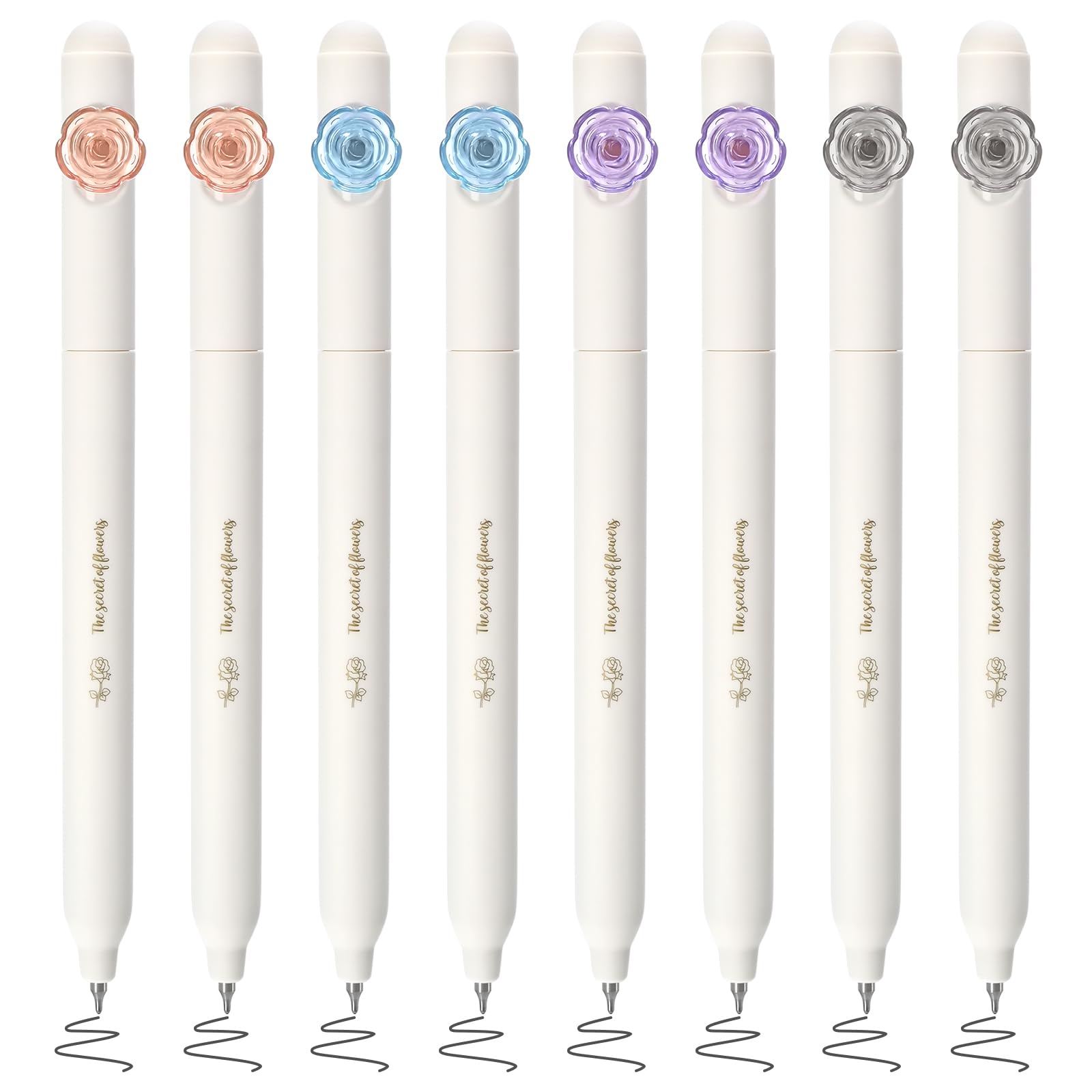 BAYTORY 8 Pcs Gel Pens, Quick Dry Ink Pens Fine Point Black 0.5 mm, Aesthetic Smooth Writing Pen for Journaling Note Drawing (Beige)