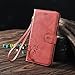 CORNMI Design for iPhone 6 plus Case, Premium Vintage Flip Wallet Leather Magnetic Closure Cover Skin for iPhone 6 plus and 6S plus 5.5 inch with Card Slots, Cash Compartment and Wrist Strap(Wine Red)