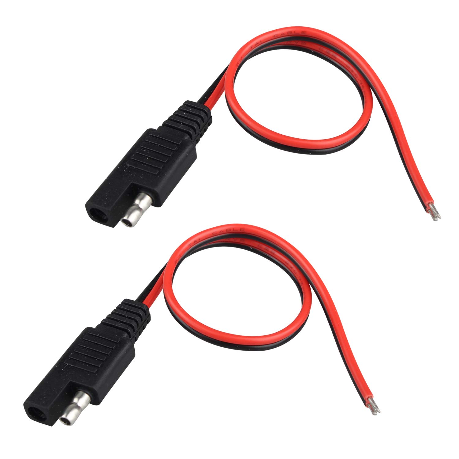 Futheda 2 Pin SAE Quick Connect Disconnect Plug - 2pcs SAE Power Automotive or Solar Panel Battery Charger Extension Cable 30cm