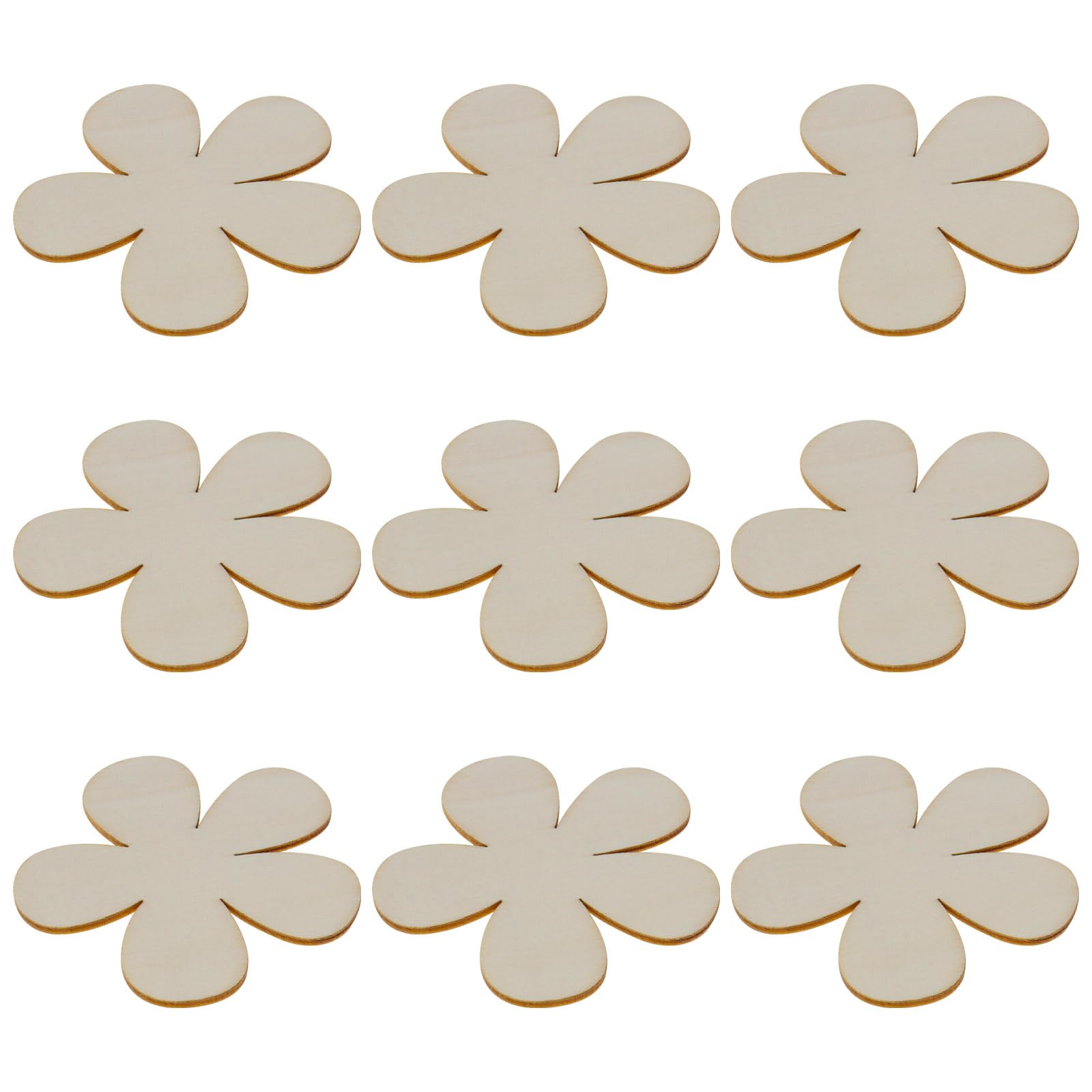 YINETTECH 30Pcs Blank Flower Shape Wood Chips Wooden Flower Hanging Decorations Floral Wooden Slices Accessories for DIY Making Crafts Home Decor Set B