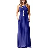 GRECERELLE Women's Summer Sleeveless Casual Long Tank Maxi Dress with Pockets (XS-3XL)