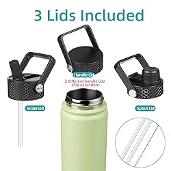 Konokyo 22oz Stainless Steel Bottles with 3 Lids