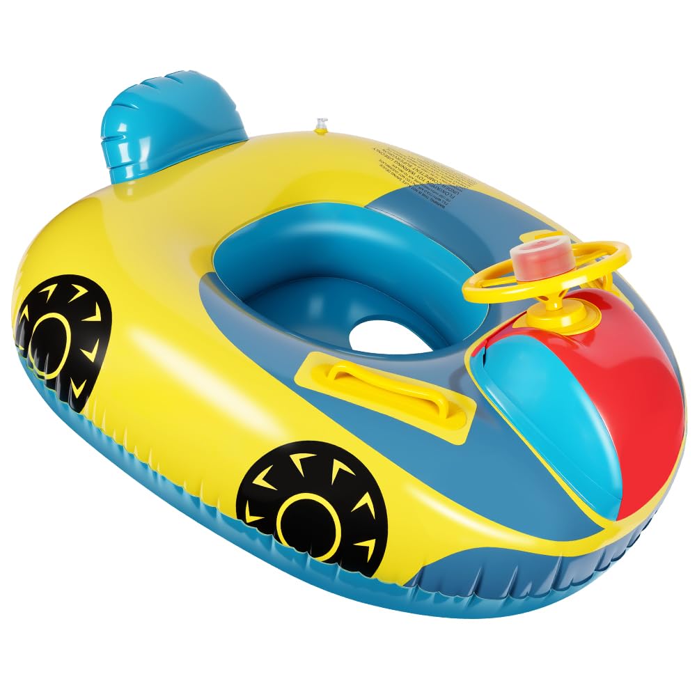 Vicloon Baby Swimming Float Inflatable, Inflatable Baby Float Baby Swimming Ring, Swimming Float Inflatable for Infants, Car Steering Wheel Baby Swimming Ring for Age 1-6 Years Toddler