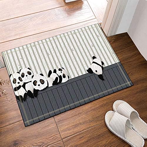 GoHEBE Cartoon Panda Playing on the Wooden Bath Rugs Non-Slip Doormat Floor Entryways Outdoor Indoor Front Door Mat Kids Bath Mat 15.7x23.6in Bathroom Accessories