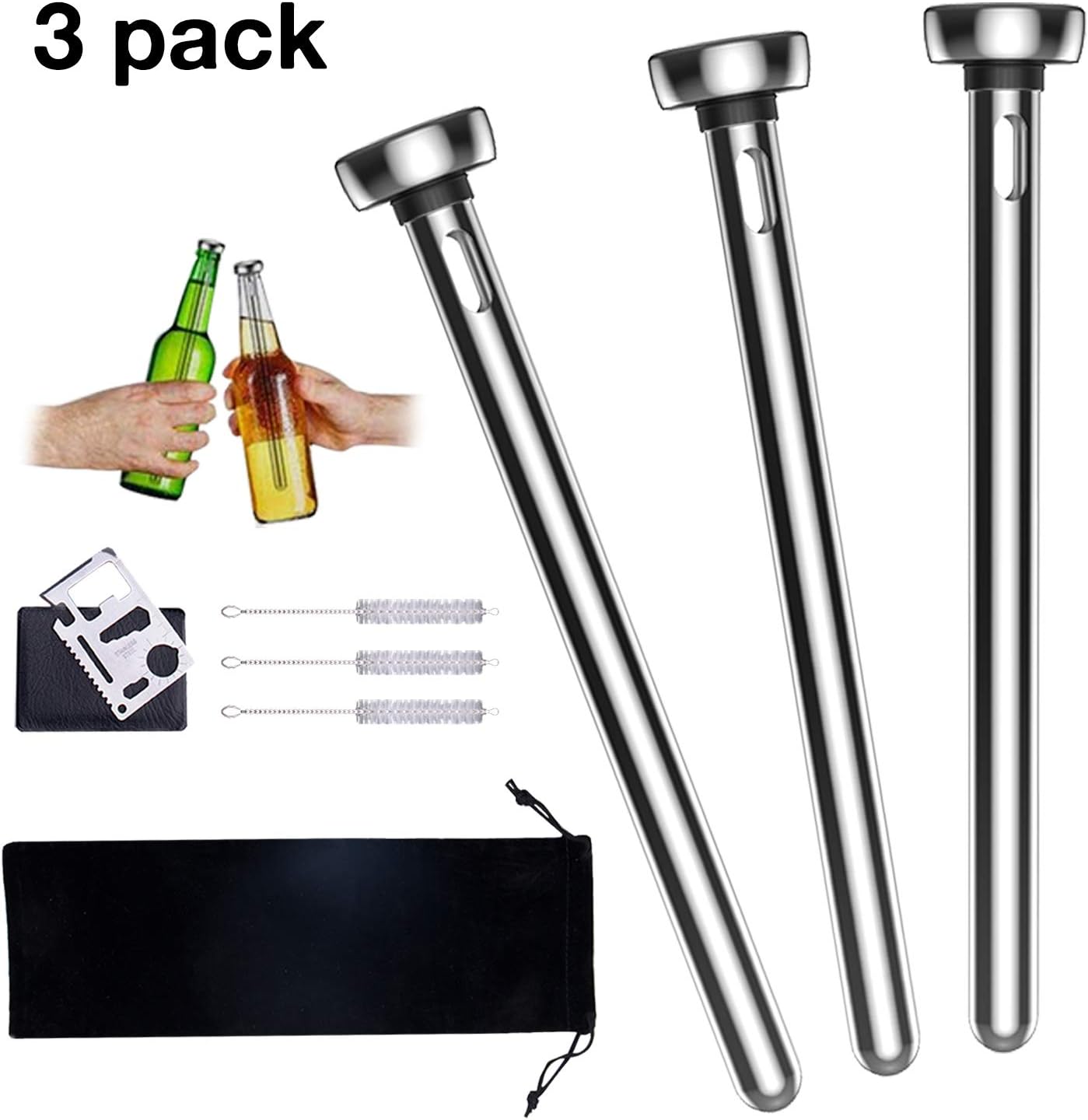 Beer Chiller Sticks for Bottles,Icnow 3 Pack Beer Bottle Chiller