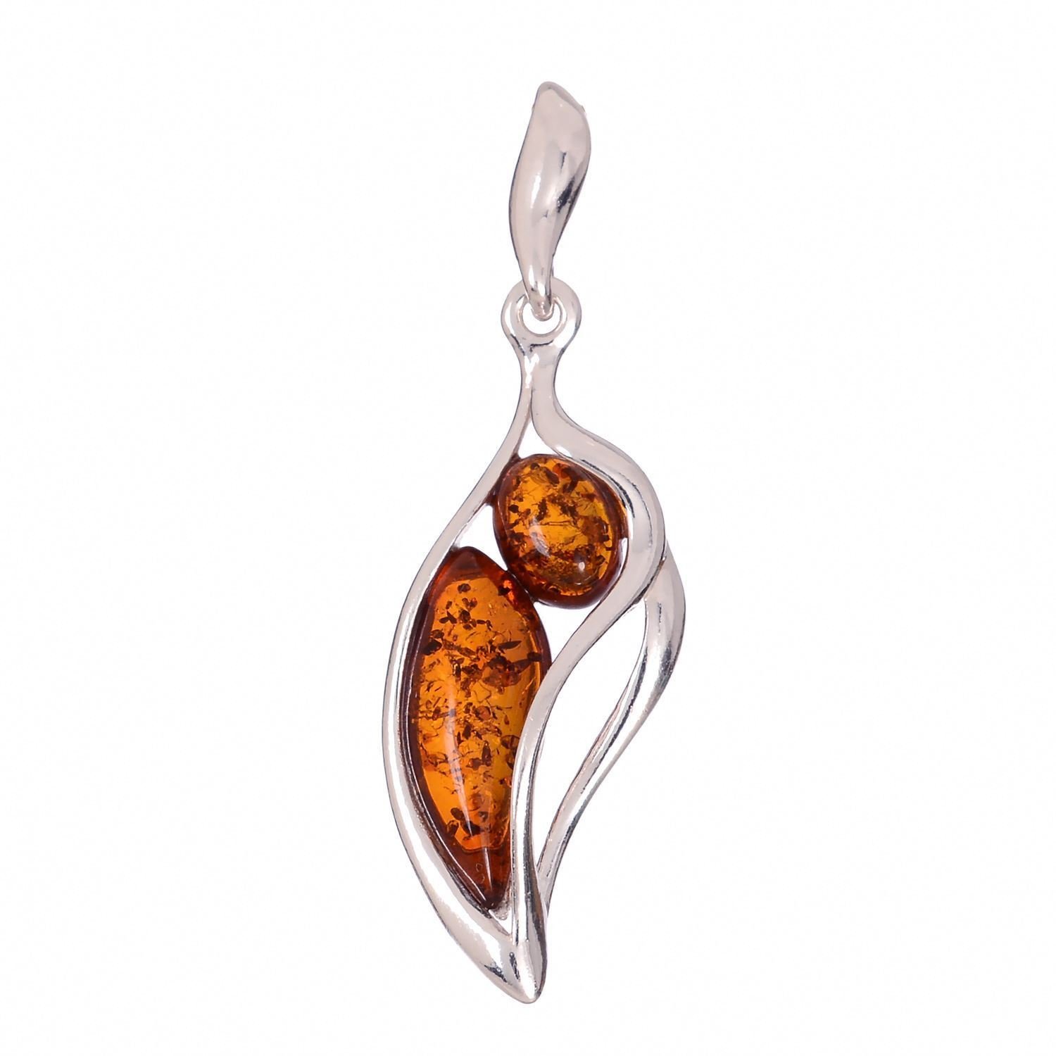 Sterling Silver and Baltic Amber Pendant "Stella"