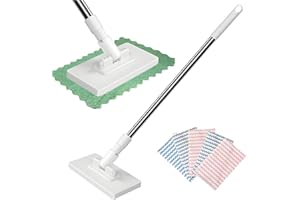 Snap Grip Mini Mop, Multifunctional Lazy Mops with One-Click Cloths Attachment, with 5/10 Reusable Cleaning Cloths (Mop + 5 R