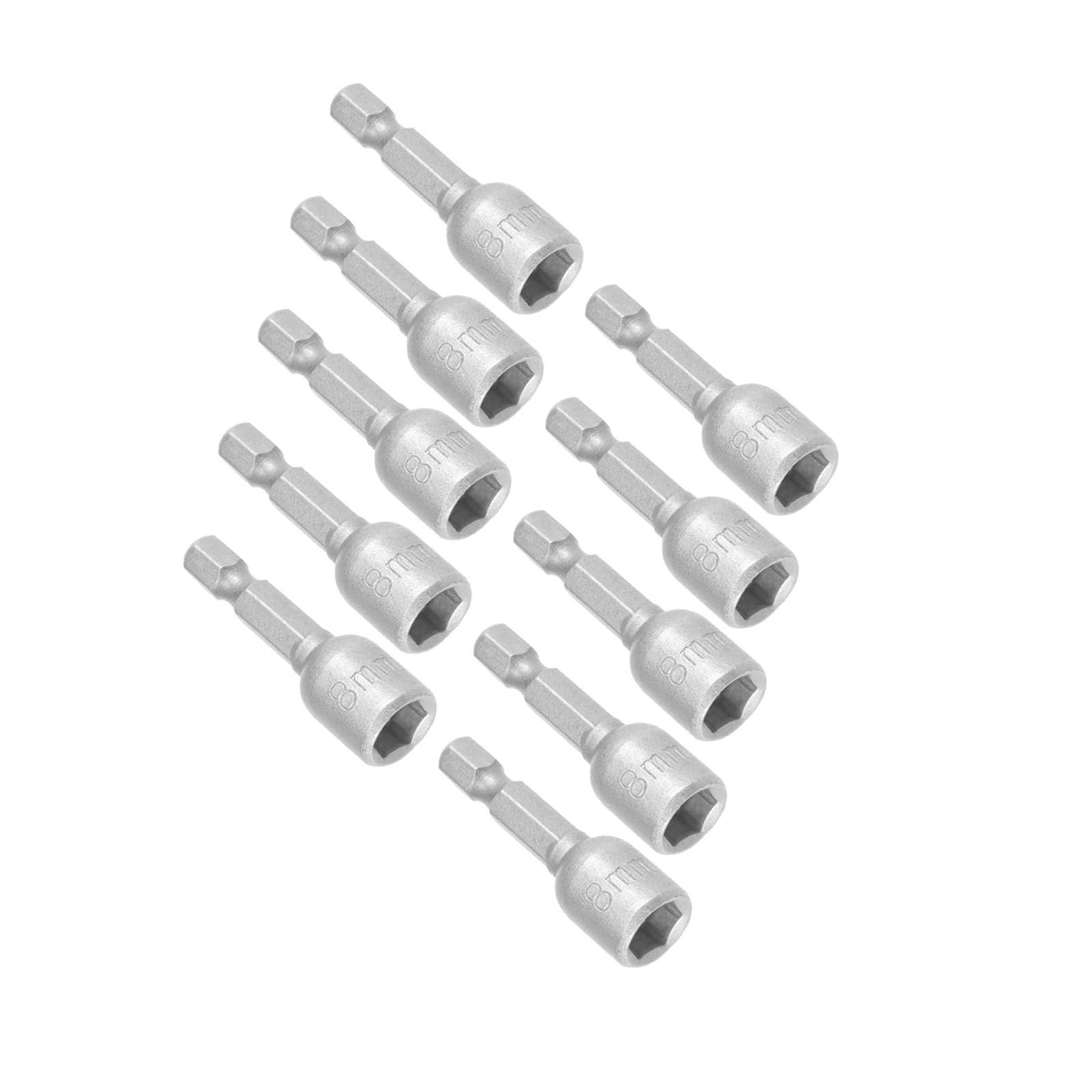 TOP-VIGOR 10Pcs 8mm Nut Setter Driver Drill Bit Set, 1/4 inch Hex Shank Quick Change, 42mm Length Metric Nut Driver Set for Woodworking, Auto Repairing, Machine Maintenance, Furnitures