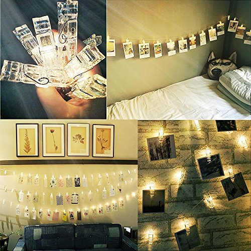 Photo Clips String Lights 40Led 14.7Ft Battery Powered DIY Picture Cards Artwork Wall Lights Clips for Hanging Photos Paintings Pictures Card and Memos Wedding Party(Warm White) - Thumbnail 5