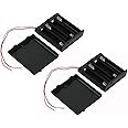 Ogrmar On/Off Switch 4 x 1.5V AA Battery Case Holder Leads Black w Cap 2Pcs