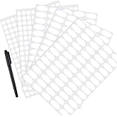 Mudder 325 Pieces Essential Oil Label Bottle Stickers White Waterproof Labels Oval-shaped and Round Oils Stickers with Marker