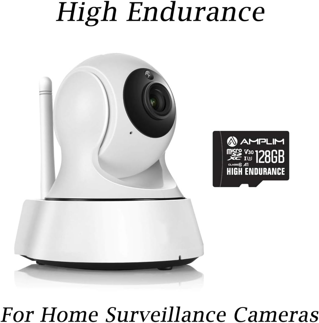 Amplim High Endurance 128GB MicroSDXC Card for Video Monitoring Cameras - Dash Cam, Body Cam, Surveillance Cam, Home Security Cam, Drone, Action Camera. U3, V30, A1, 4K UHD, Micro SD TF with Adapter: Computers & Accessories