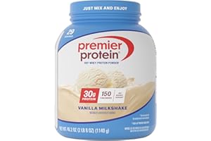 Premier Protein Protein Powder, 30g Protein, 1g Sugar, 100% Whey Protein, No Soy Ingredients, Gluten Free, Vanilla Milkshake,