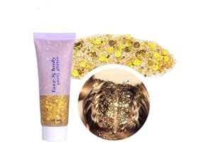 PAQIMAN Gold Body Glitter,Sparkling Neon Outfit Party Holographic Sequins Paint Body Glitter Gel Makeup. (02# Gold)
