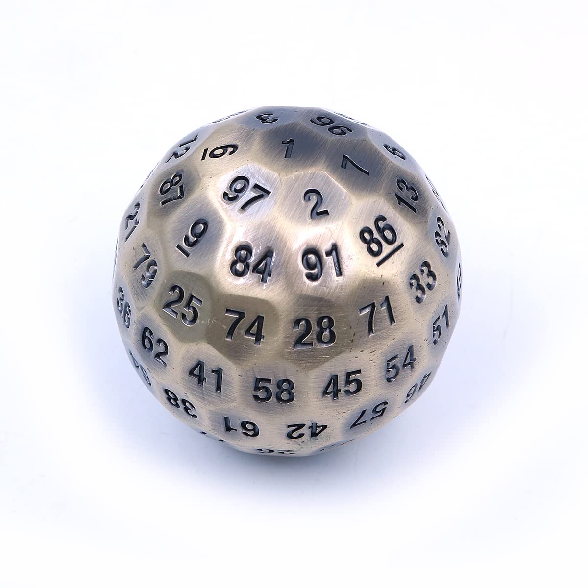 DollaTek Metal Polyhedral Dice 100 Sides 50mm Used for Dungeon and Dragon DND Dice Game - Bronze